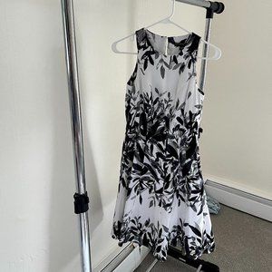 white and black floral dress